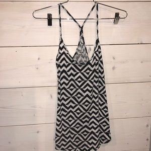 Pink black and white print tank top